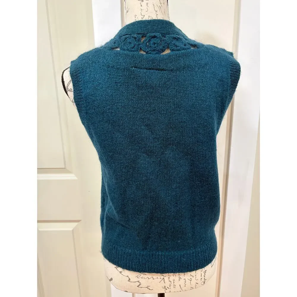 Vintage 90s Mohair Wool Vest by Russ Petites Size Medium Petite